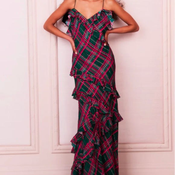 NWT- LoveShackFancy Rialto Silk Tartan Dress Size: 6 - Picture 1 of 10